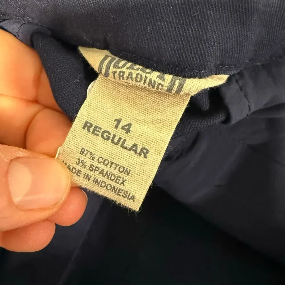 Duluth Trading Co‎ Women's Pants Workday Warrior Chino Wide Leg Crop Blue 14 Reg